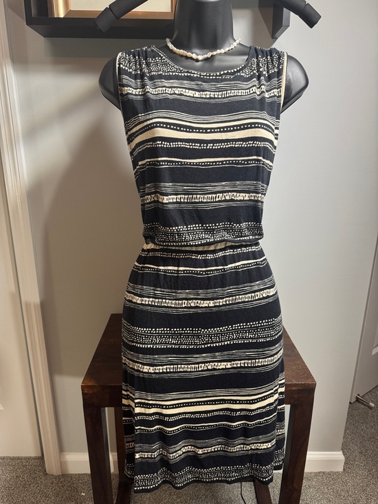 LOFT Dresses & Skirts - LOFT Black and Cream Striped Dress